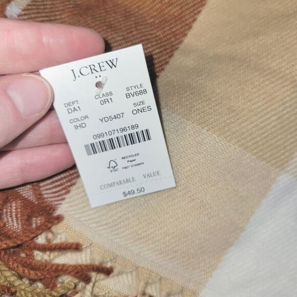 New J Crew Ivory Hot Desert Plaid Scarf - Picture 4 of 7